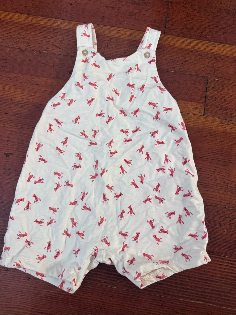 Cream Baby Romper with Red Lobster Print